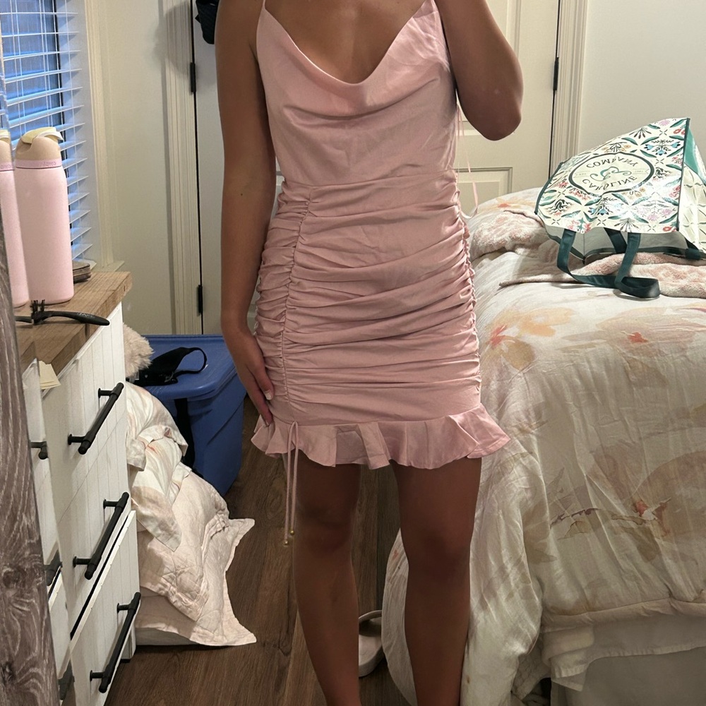 Elegant Pink Ruched Dress